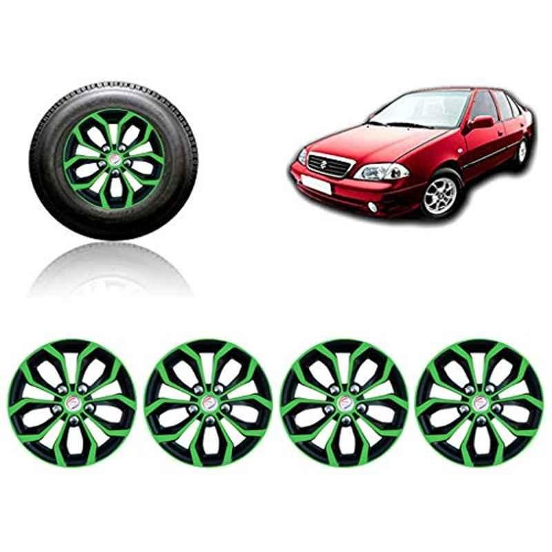 Auto Pearl 4 Pcs 13 inch ABS Green & Black Car Wheel Cover Set for Maruti Suzuki Esteem