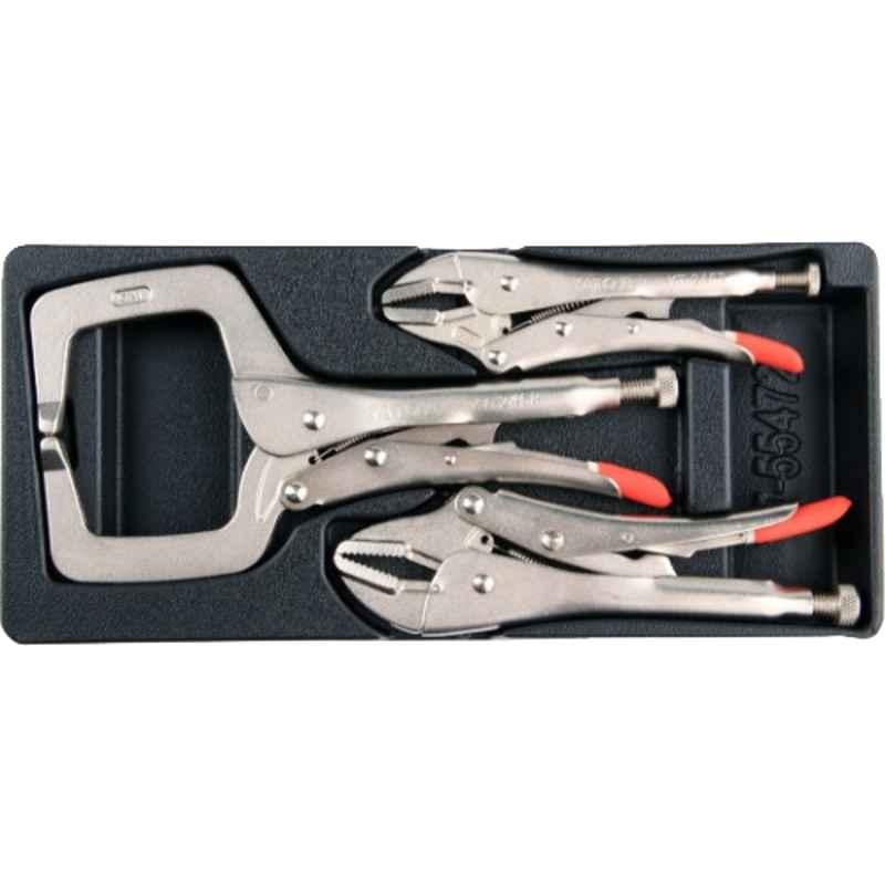 Yato 3 Pcs CrV & CrMo Lock Grip Plier Set with Drawer Insert, YT-55472