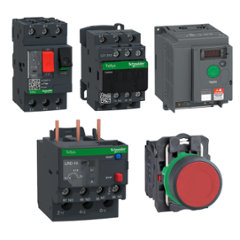 Schneider Electric XB5AA42 22mm Red Push Button Combo with Circuit Breaker (GV2ME16), Overload Relay (LRD16), Contactor (LC1D12M7) & Speed Drive ( ATV310HU15N4E)