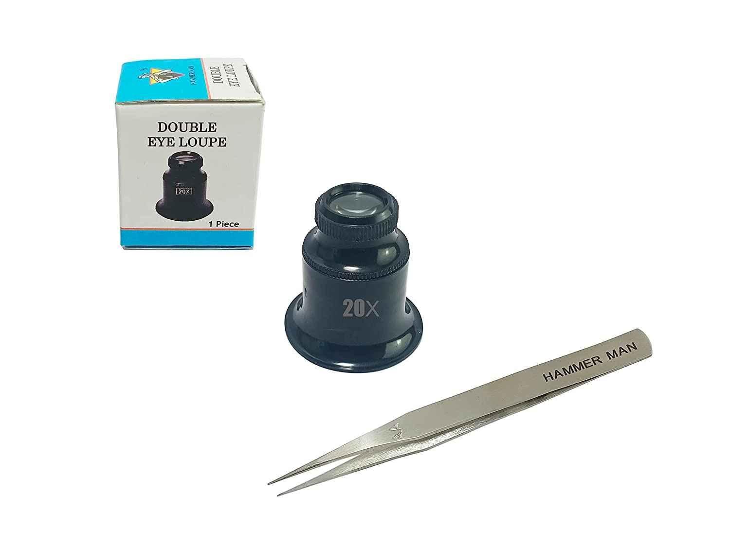 Buy Hammer Man By Mekki's 20X Double Lens Eye Loupe Magnifier Set with