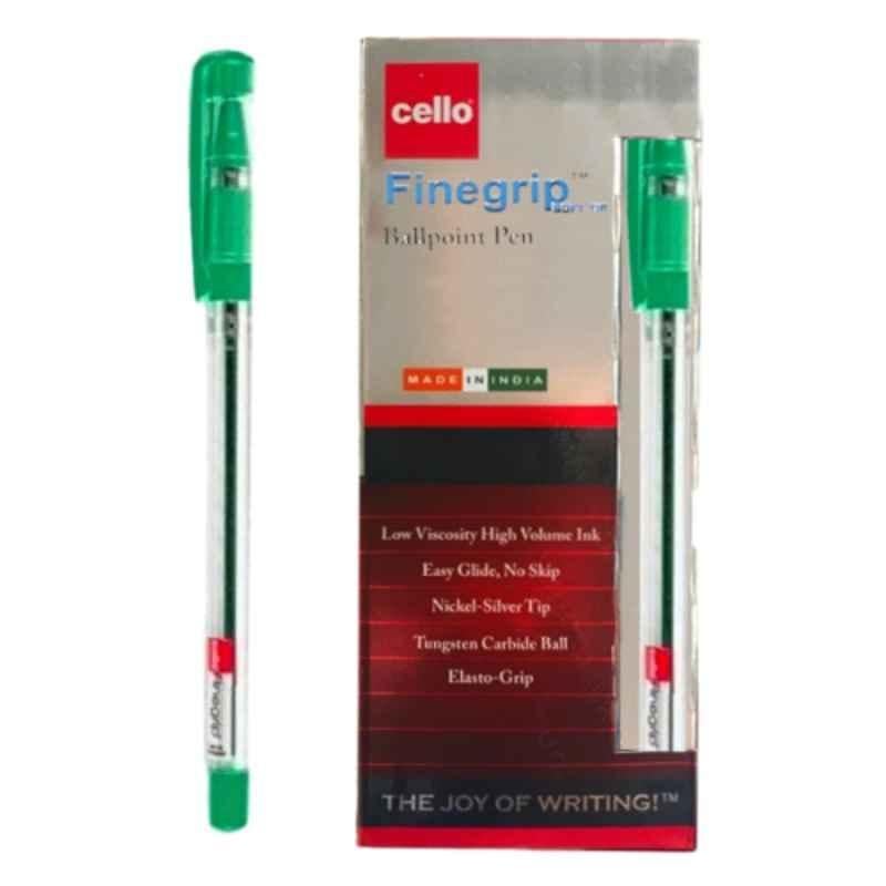 Cello Finegrip Soft Tip 0.7mm Green Ball Point Pen, (Pack of 12)