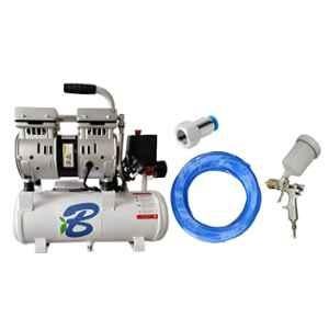 Bluex 0.75HP 8 Litre Oil Free Air Compressor with AIR Nozzle, Spray Gun & PU Pipe