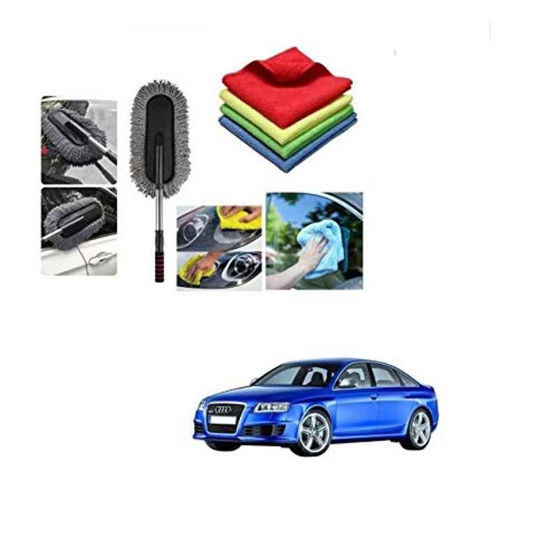 Kozdiko 4 Pcs 40x40cm Microfiber Car Cleaning Cloth Set & Cleaning Duster Combo for Audi RS 6