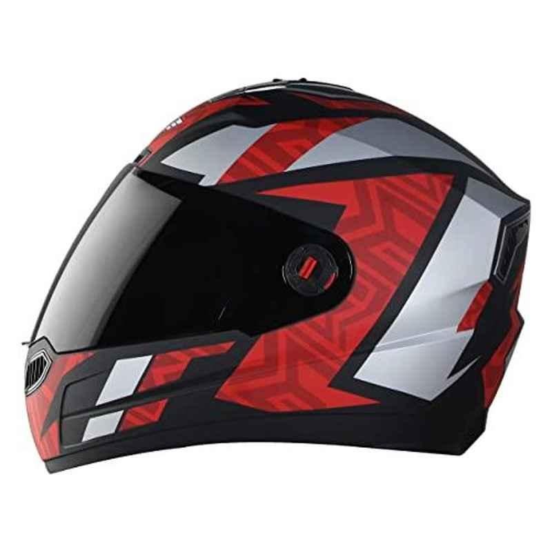 Steelbird Cesar ABS Matt Black & Dark Red Full Face Helmet, Size: (M, 580 mm)