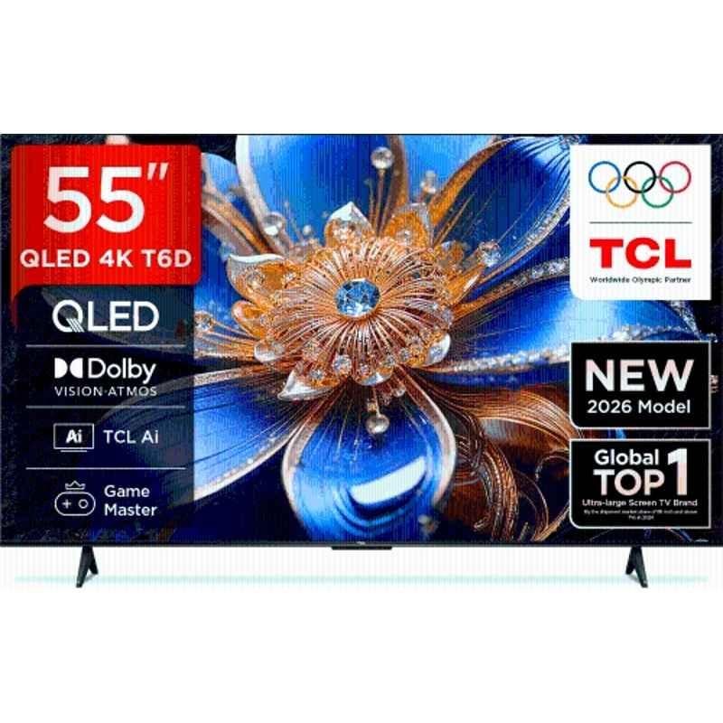 TCL 55 inch 3840x2160p QLED Ultra HD 4K Smart Google TV, 55T6D