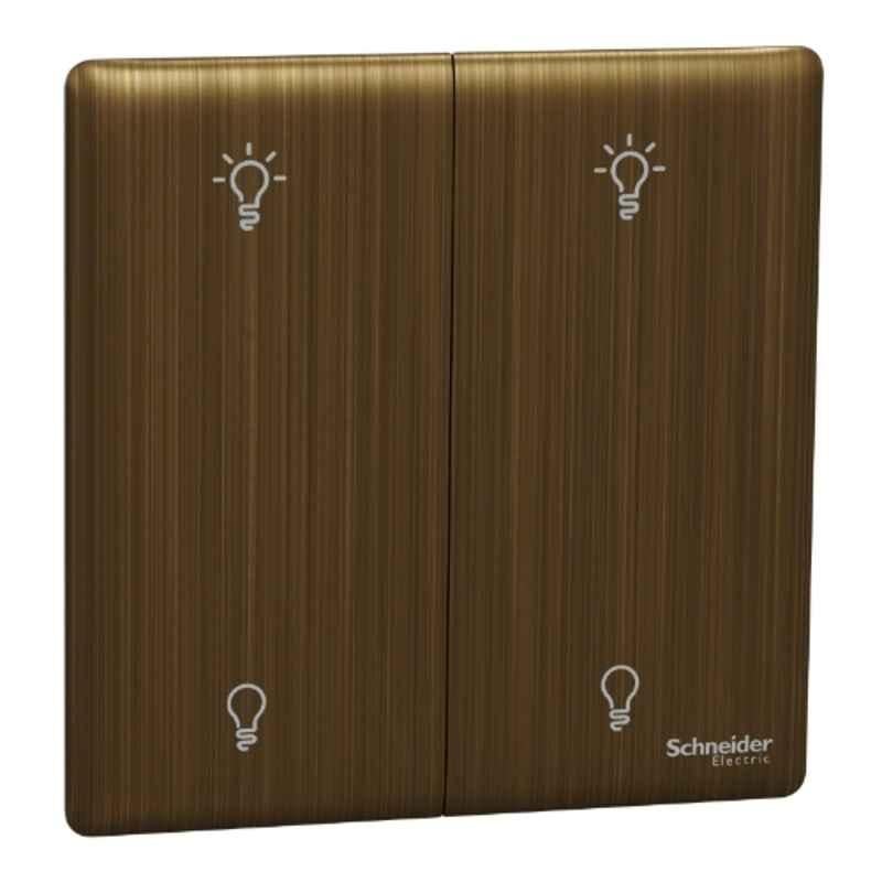 Schneider Electric Unica X 250W 2 Modules Antique Brass Universal Dimmer Switch, NUX32RUD250_AB