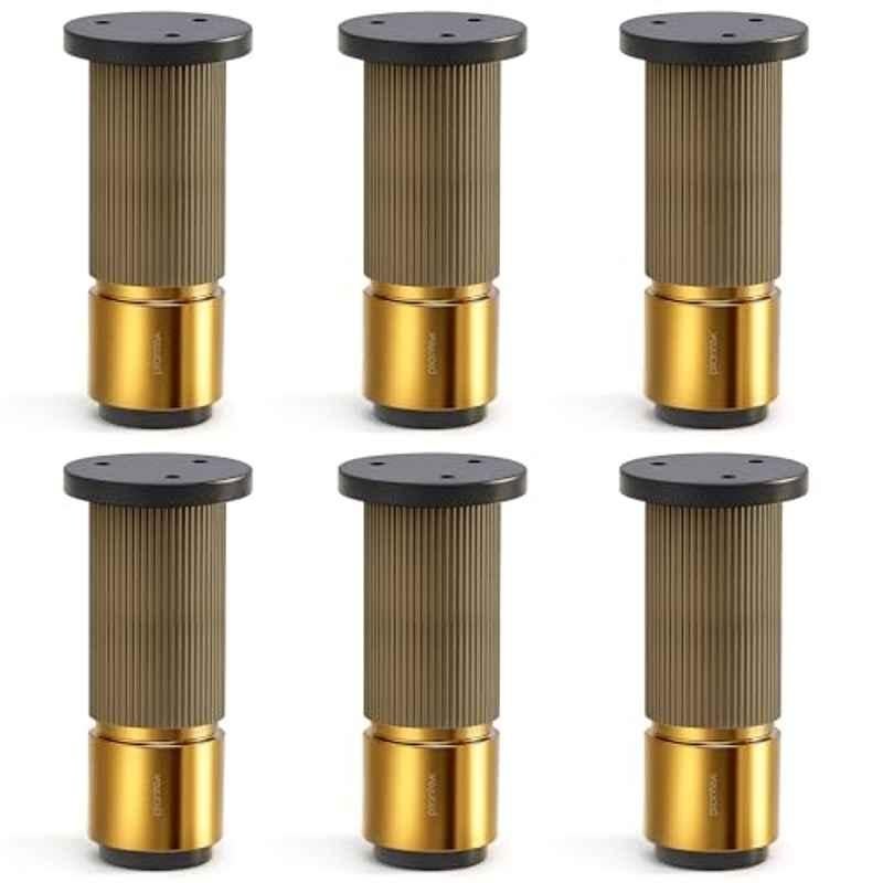 Plantex 4 inch Aluminium Antique Brass & Gold Sofa Legs with Rubber Grip, DTS-77 (Pack of 6)