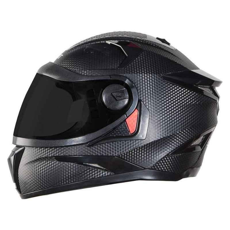 Steelbird 7Wings Opt ABS Dashing Black Full Face Helmet with Cable Lock, Size: (M, 580 mm)