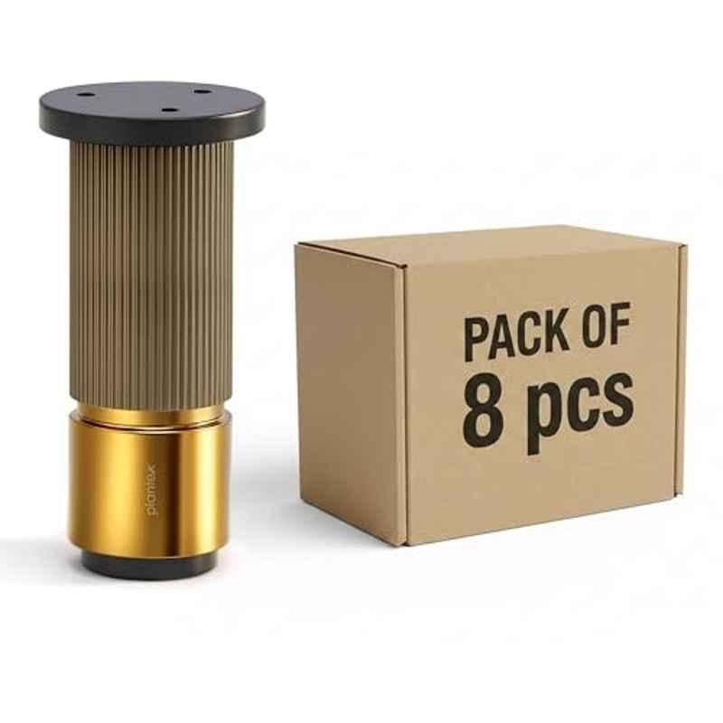Plantex 4 inch Aluminium Antique Brass & Gold Sofa Legs with Rubber Grip, DTS-77 (Pack of 8)