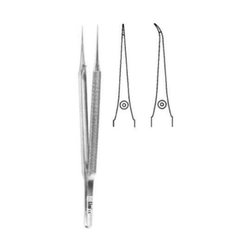 Alis (0.3mm) 15cm/ 6 inch Micro Suture Tying Forceps with Platform 1: 2 Teeth Straight, A-GEN-265-15