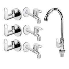 Fastgear 7 Pcs Stainless Steel Silver Chrome Finish Bathroom Faucet Set, FG1964