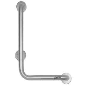 Simons 12x18 inch 90 degree L Shape Stainless Steel 304 Matt Silver Grab Bar for Bathroom Handrailing & Safety Handle with 3 Legs, S-GB-12-18-L