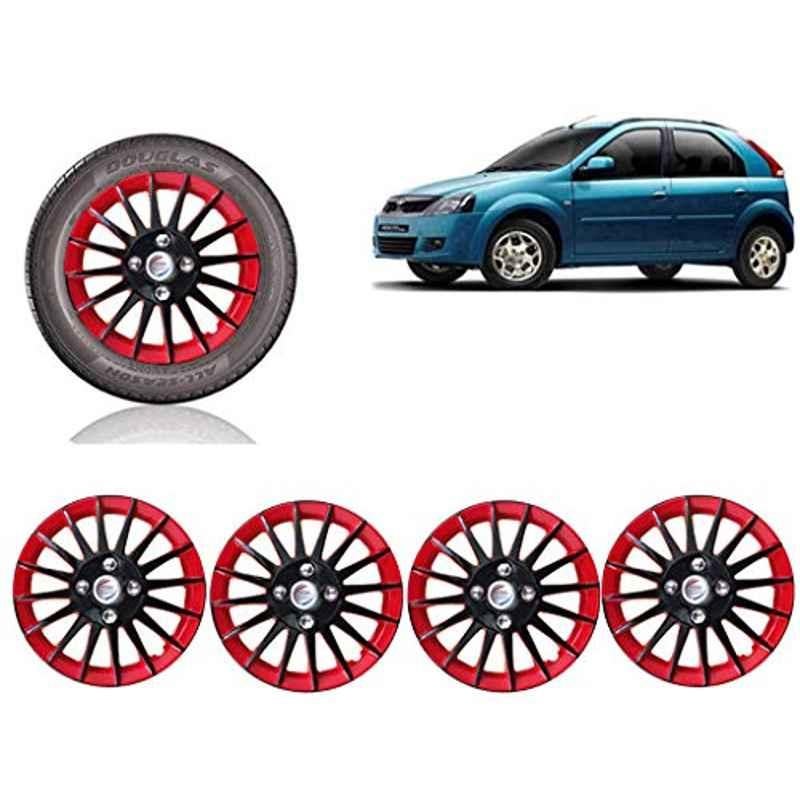 Auto Pearl 4 Pcs 14 inch ABS Red & Black Car Wheel Cover Set for Mahindra Verito Vibe