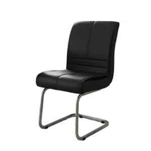 Newturn Thanos Leather Black Medium Back Armless Visitor Chair