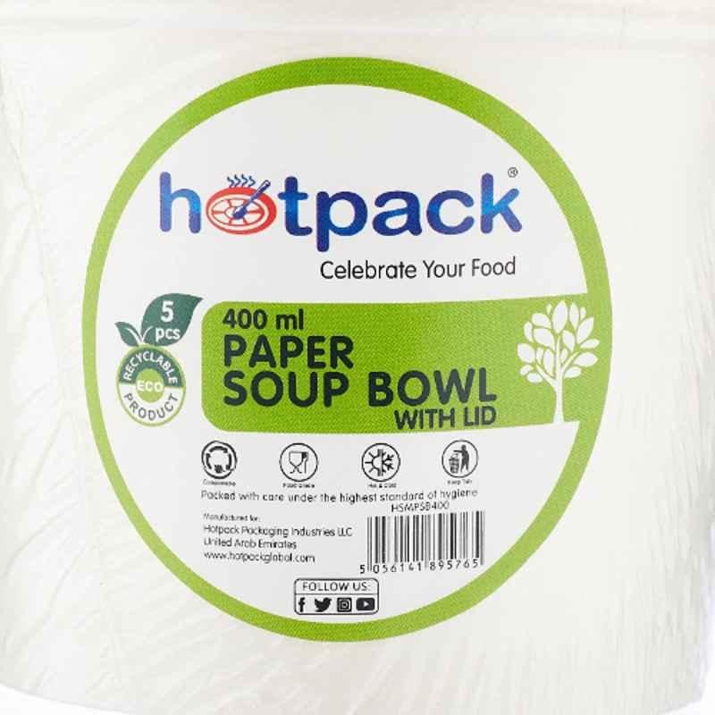 Hotpack 5Pcs 400ml Paper Soup Bowl Set, HSMPSB400X5