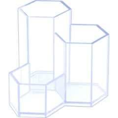 Omega Hexa Plastic Clear Pen Holder, 1705 (Pack of 5)