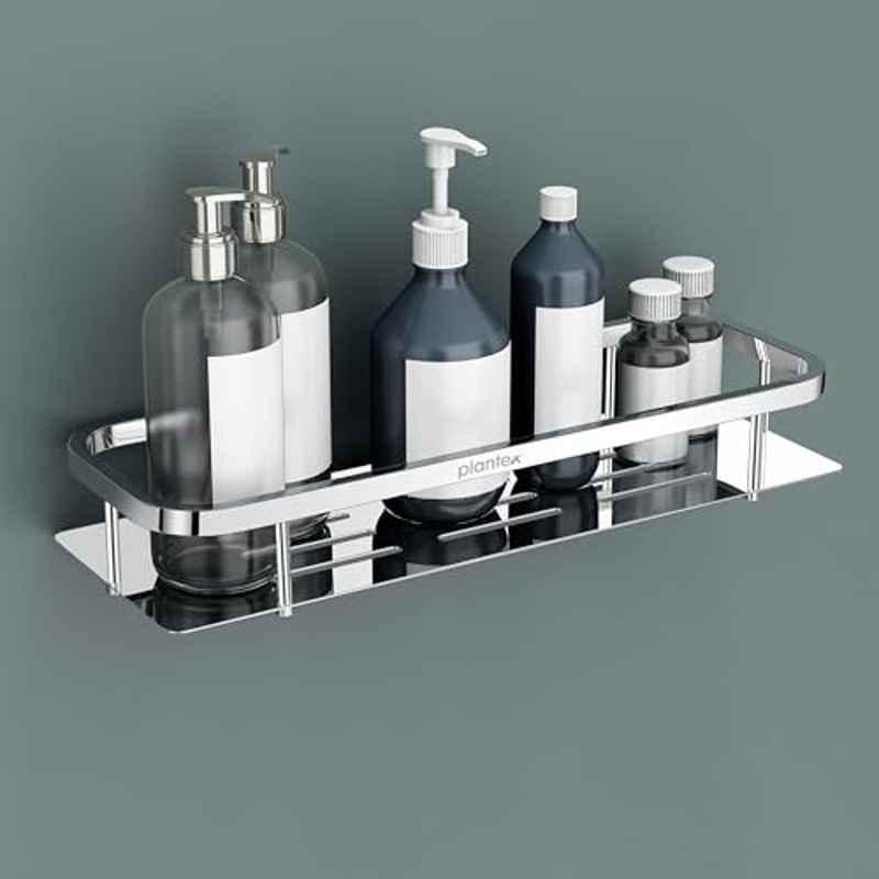 Plantex 15x5 inch Stainless Steel Silver Chrome Finish Bathroom Shelf