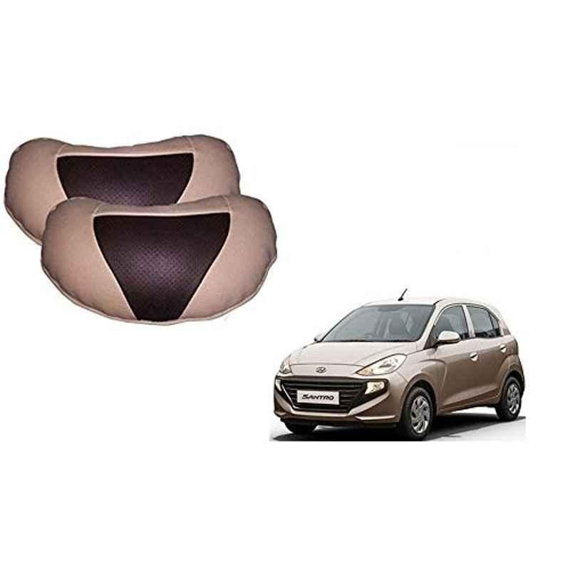 Kozdiko 2 Pcs Brown & Beige Neck Rest Set for Hyundai Santro 2018, koz_21937
