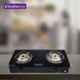 Blueberry's Black Manual Ignition 2 Burner Glasstop Gas Stove