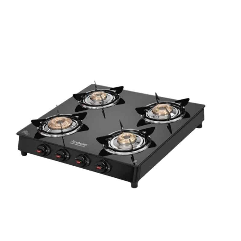 Hindware Benecio Plus 4B AI Glass Top Cooktop with 4 Brass Burner & Automatic Ignition, CT 100191