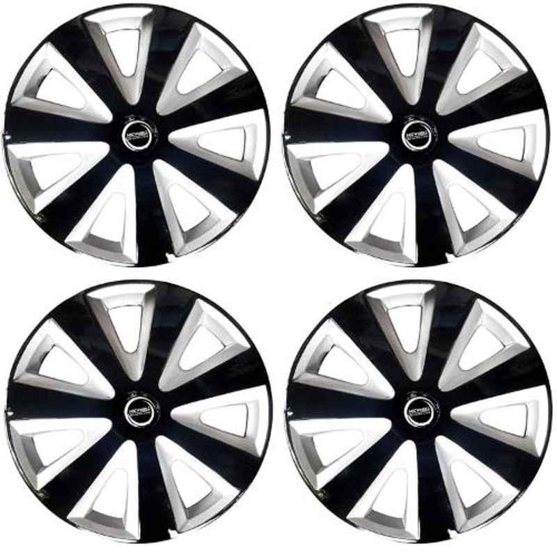 Hotwheelz 4 Pcs 13 inch Black & Silver Wheel Cover Set for Hyundai Xing, HWWC_DZIRE_BS13_XING