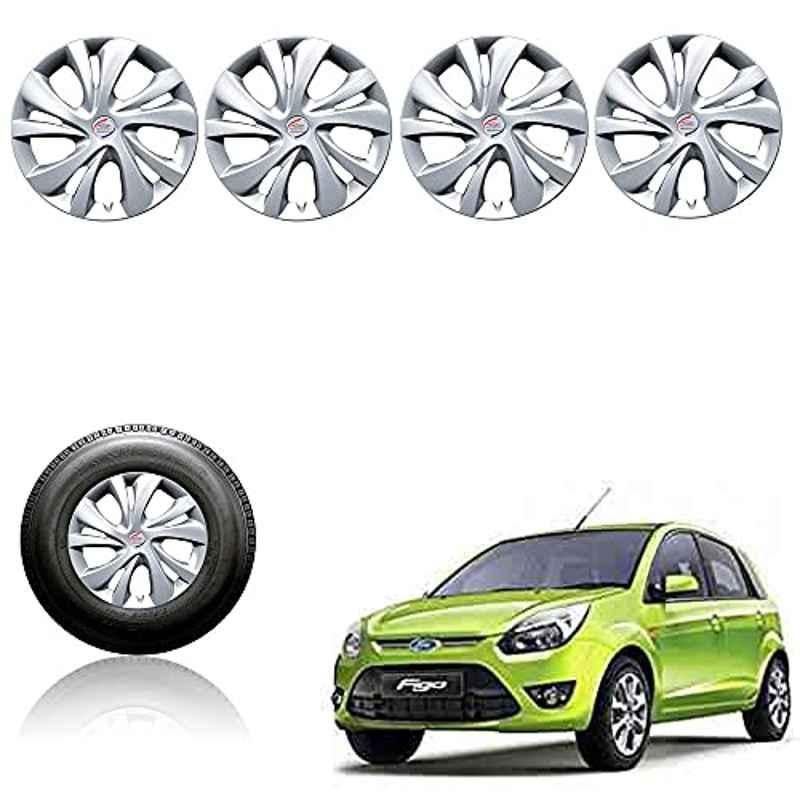 Auto Pearl 4 Pcs 14 inch Plastic Silver Wheel Cover Set for Ford Figo T-1