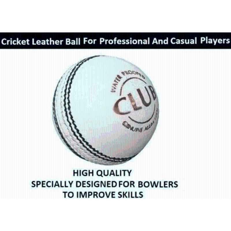 Bhavya Sports White Club 11 Cricket Leather Ball (Standard White)