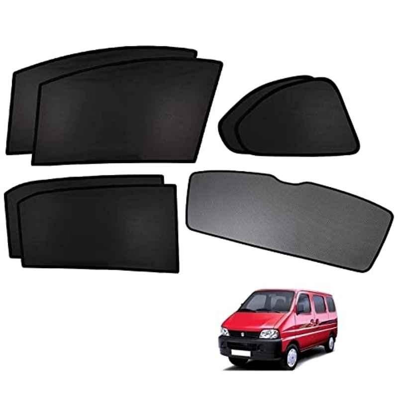 Kozdiko 5 Pcs Polyester Black Non Magnetic Window & Rear Sun Shades Set for Maruti Suzuki Eeco