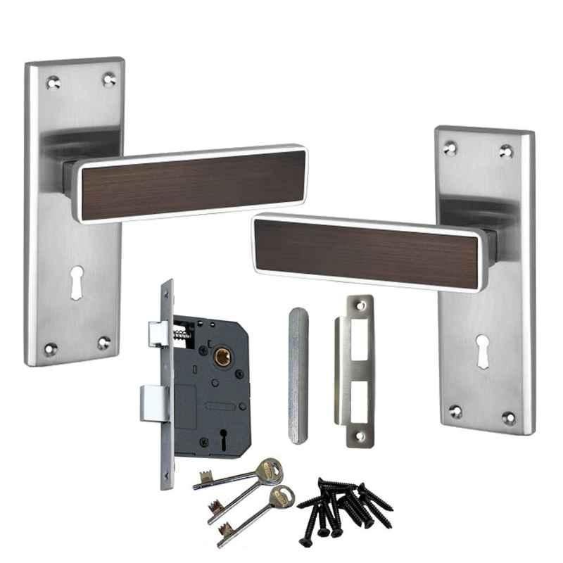 Atom 6 Lever Stainless Steel Satin Finish Mortise Lock Set with 3 Keys, O-101