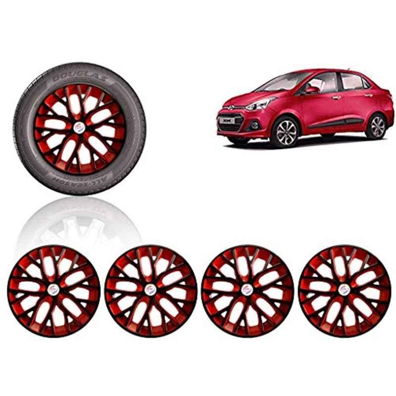 Auto Pearl 4 Pcs 14 inch ABS Black & Red Press Type Fitting Car Wheel Cover Set for Hyundai Xcent