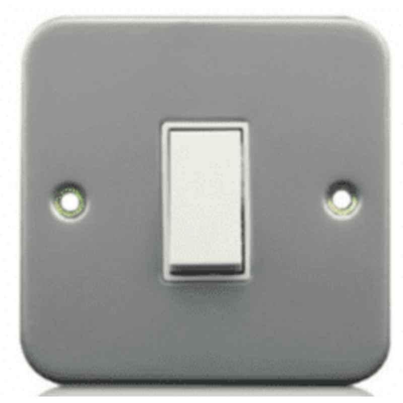 Micron 10A 1G 1 Way 230V Metal Grey Clad Switch, MME-MC001