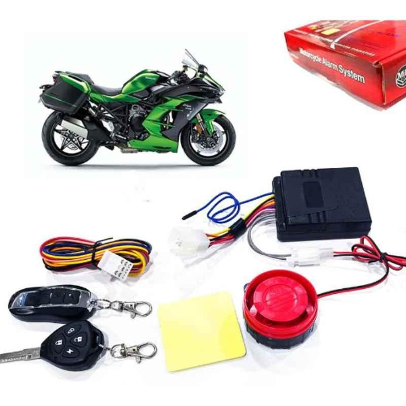 Auto Pearl 12V Black Two-Way Anti Theft Motorcycle Alarm Kit with 2 Pcs Remote for Ninja H2 SX BS6