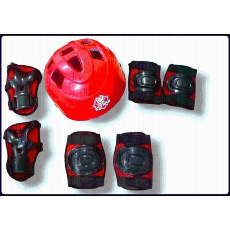 STYRKR Plastic & EVA Foam Red Skating Kit for Kids (5-12 Years) | Cycling Safety Kit | Knee, Elbow, Skating KitKIT-1022