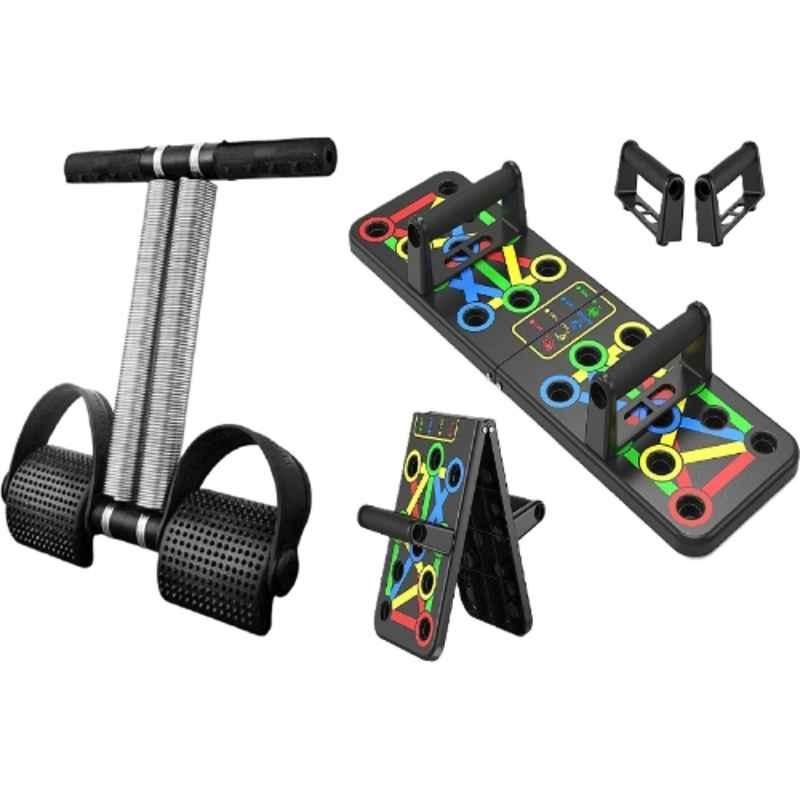 Shopeleven 150kg Stainless Steel & Plastic Double Spring Tummy Trimmer with Pushup Board