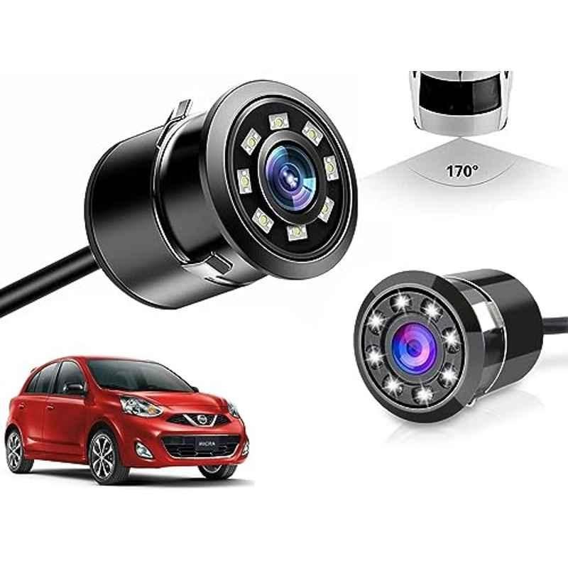 Auto Pearl 8 LED Black Waterproof & Shockproof HD Night Vision Car Reverse Parking Camera for Nissan Micra Active