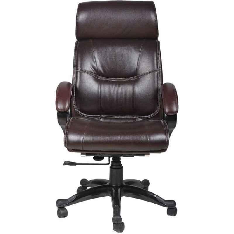 Chair Garage PU Leatherette Chocolate Brown Adjustable Height Office Chair with Back Support, CG109 (Pack of 2)