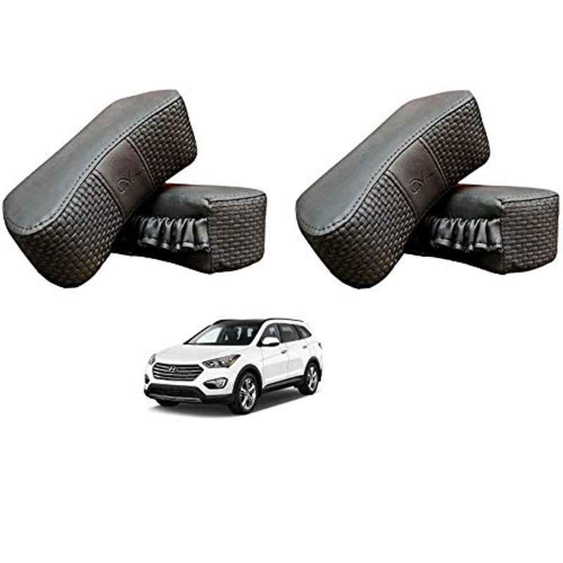 Kozdiko 4 Pcs CV Designer Grey Leatherite Neck Rest Car Cushion Pillow Set for Hyundai Santafe