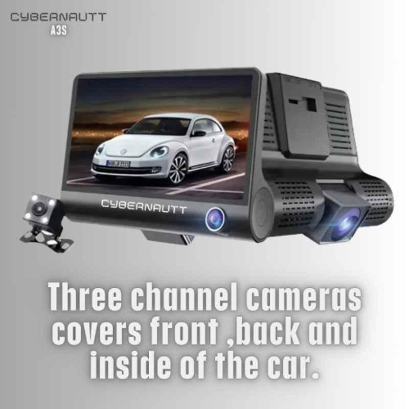 Cybernautt A3S 4 inch 3 Channel Car Dash Camera with IPS Display