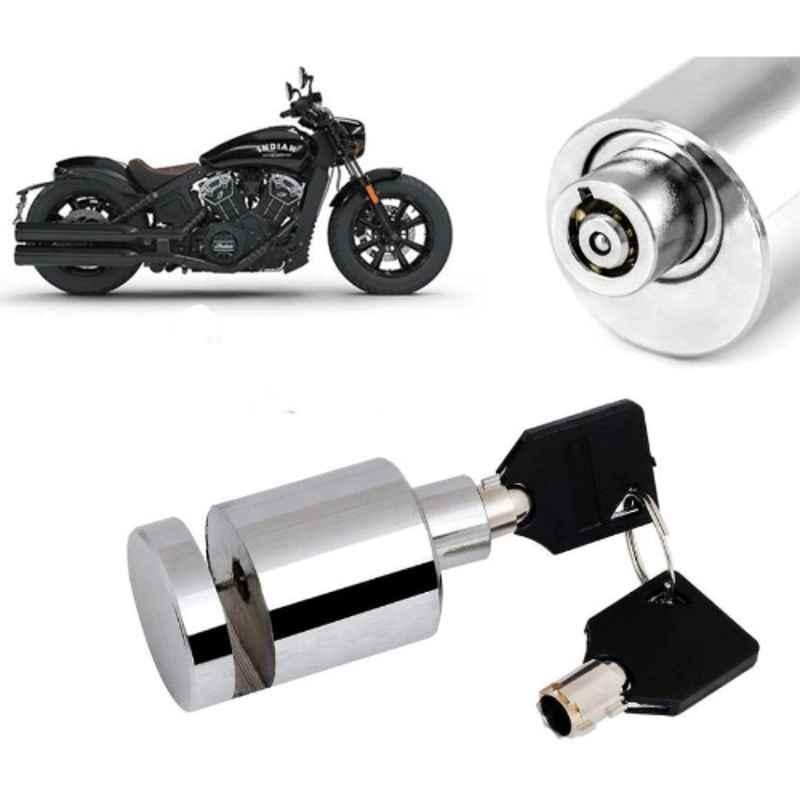 Auto Pearl Stainless Steel Silver Heavy Duty Anti Theft Motorcycle Disc Brake Lock, Lock-254