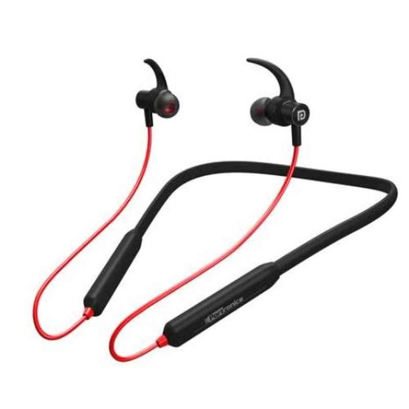 Portronics Harmonics 216HD Red Stereo Wireless Bluetooth 5.0 Sports Headset with High Bass, Powerful Audio Drivers & Noise Reduction, POR 1204