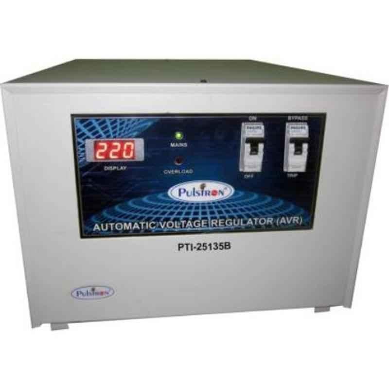 Pulstron PTI-25135B 25kVA 135-280V Single Phase Grey Bypass Automatic Mainline Voltage Stabilizer