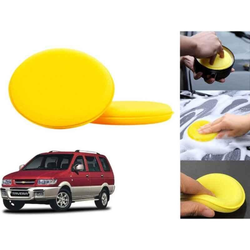 Auto Pearl Polyurethane Beige Washing & Waxing Polish Foam Sponge for Tavera 2004-2014 (Pack of 2)