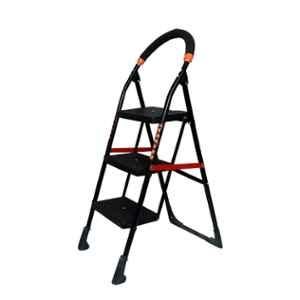 Inaithiram SL3SN 150kg 3 Step Alloy Steel Black Powder Coated Foldable Step Ladder with Anti Slip & Safety Clutch Lock