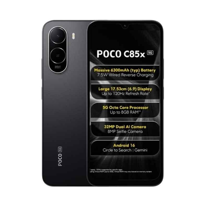 POCO C85X 6.9 inch 6300mAh 4GB RAM/128GB Storage Elite Black Smartphone