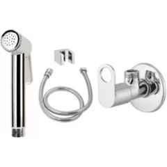 Senkiddpro Stainless Steel Chrome Wall Mounted Angle Cock & Health Faucet Combo