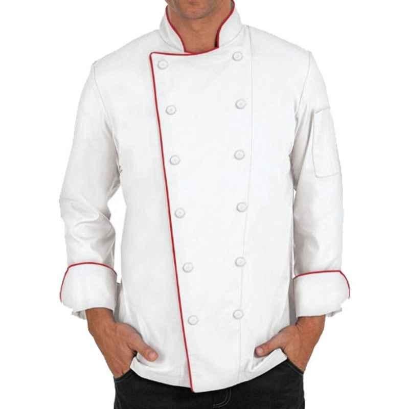 Superb Uniforms Polyester & Cotton White Full Sleeves Executive Chef Coat, SUW/W/CC021, Size: S