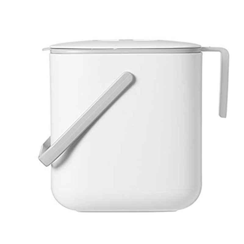 Litem 2.6L White Food Waste Basket with Handle, 708848