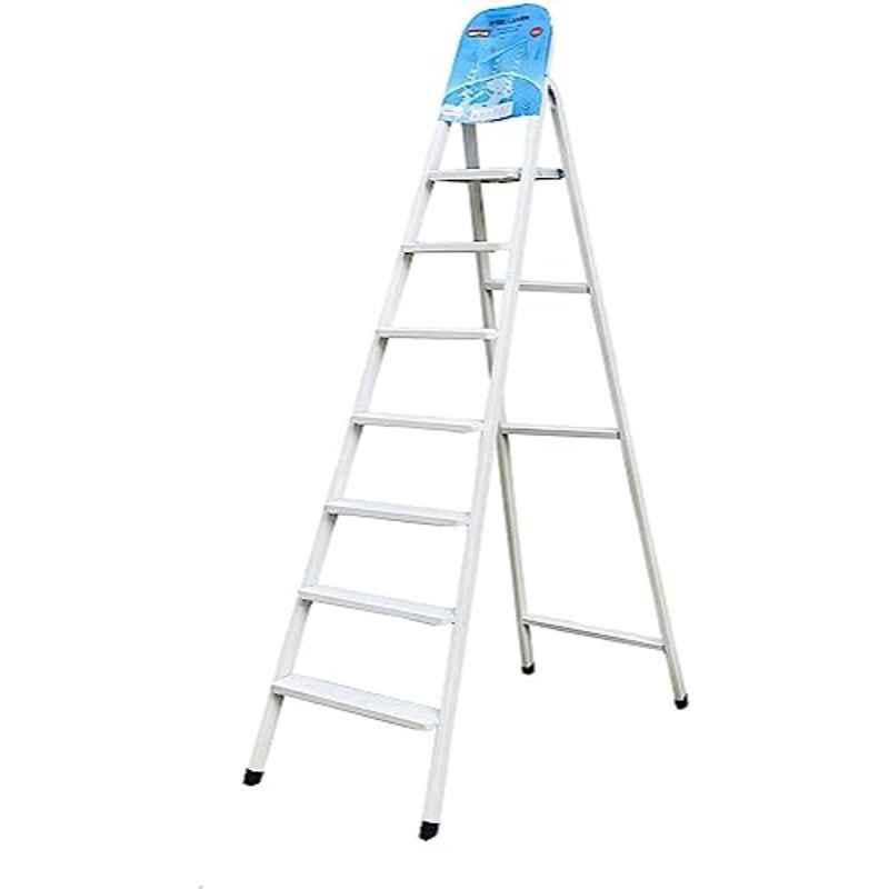 Robustline 7 Steps 350lbs Aluminium White Multi Purpose Ladder