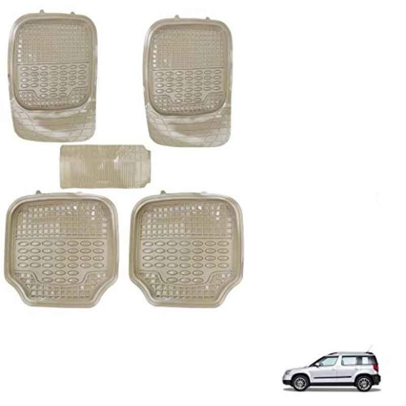 Kozdiko 5 Pcs 4G Beige Rubber & PVC Heavy Car Foot Mat Set for Skoda Yeti, koz_80891