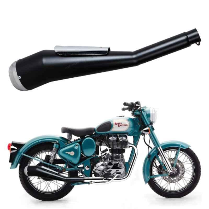 AllExtreme EX051 Chrome Tail Black Body Heavy Duty Multi Bend Cobra Silencer Exhaust with Glasswool & Filter